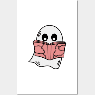 cute ghost book reading teacher school funny halloween Posters and Art